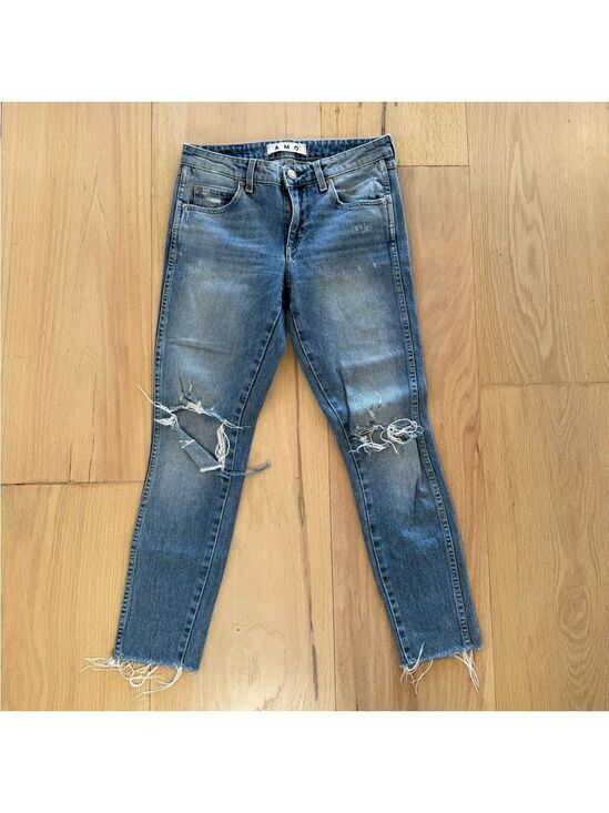 AMO Denim - AMO Stix in Soulmate Destroy Jeans Distressed Light Wash Denim Size 27